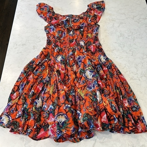 Chelsea&Theodore Peasant Maxi Dress Voile Red Multi Adjustable Neckline 3X Boho - Picture 16 of 16